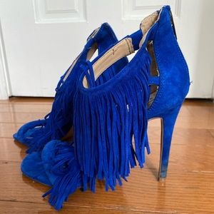 Steve Madden Blue fringe heels